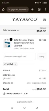 ADBVZ coupon verification screenshot