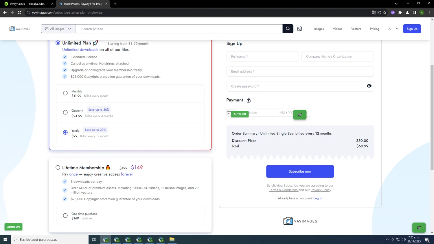 Yay Images promo code screenshot showing code PIXPA30 applied at Yay Images checkout page. Uploaded by SimplyCodes community member HUMANIZER on Nov 21, 2025