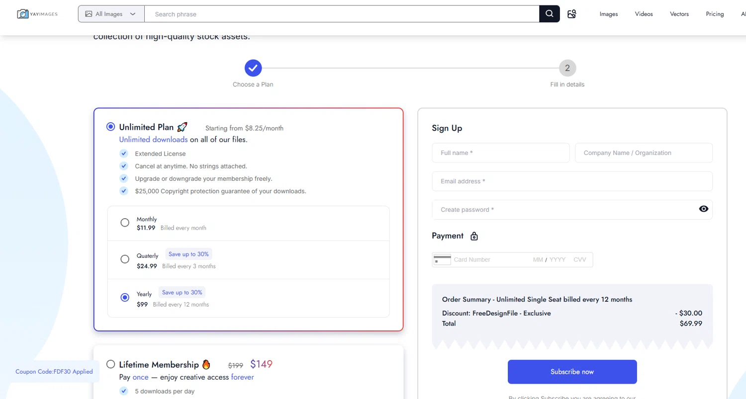 Yay Images checkout page showing Yay Images promo code box | Screenshot taken by SimplyCodes community member on Jan 6, 2026