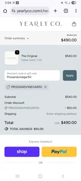 Yearly Company coupon verification screenshot