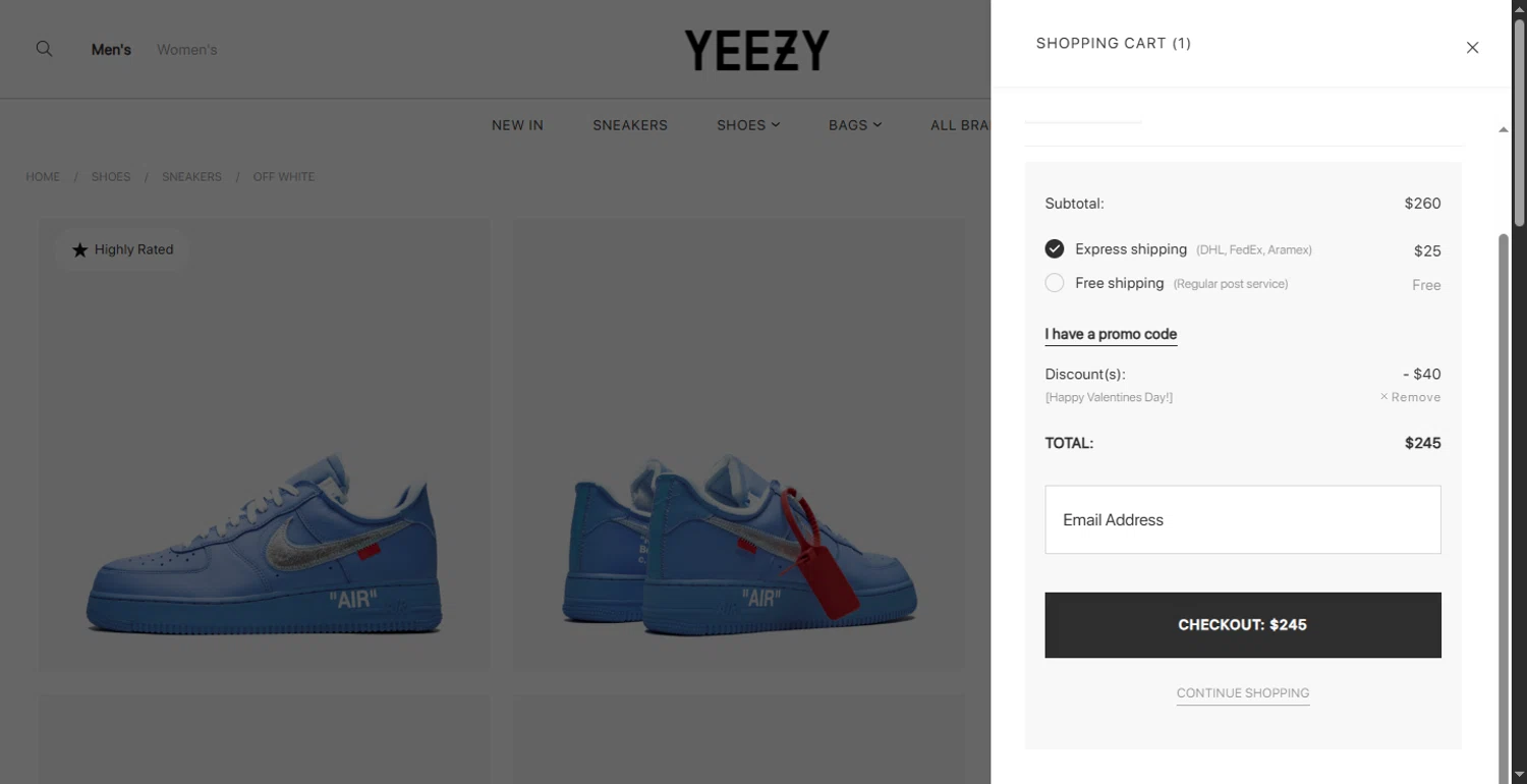 Yeezy.su promo code screenshot showing code LOVE applied at Yeezy.su checkout page. Uploaded by SimplyCodes community member SavvyHawk1474 on Aug 7, 2025