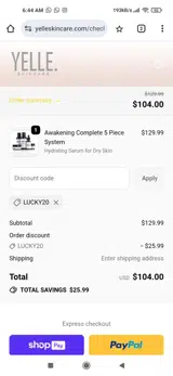 LUCKY20 coupon verification screenshot