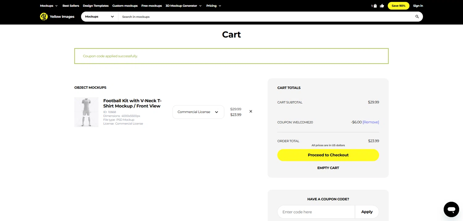 Yellow Images coupon code screenshot showing code welcome20 applied at Yellow Images checkout page. Uploaded by SimplyCodes community member Dorothy on Jun 20, 2025