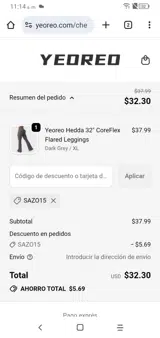 SAZO15 coupon verification screenshot