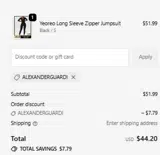 ALEXANDERGUARDI coupon verification screenshot