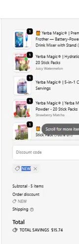 NEW coupon verification screenshot