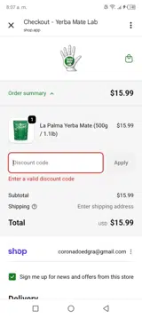 CORONA coupon verification screenshot