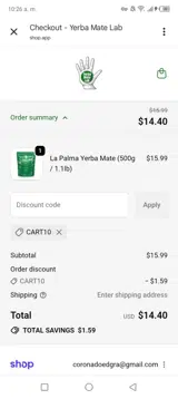 Cart10 coupon verification screenshot