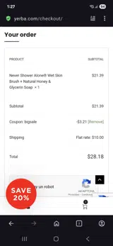 Yerba Prima coupon verification screenshot