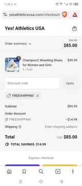 FREESHIPPING coupon verification screenshot