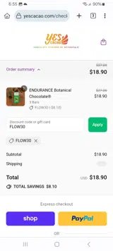 FLOW30 coupon verification screenshot