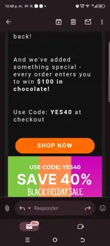 Yes40 coupon verification screenshot