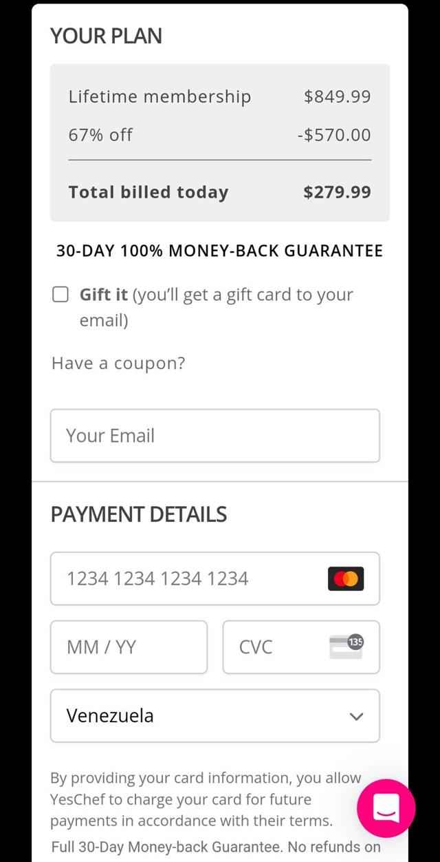 YesChef checkout page showing YesChef promo code box | Screenshot taken by SimplyCodes community member on Mar 29, 2025