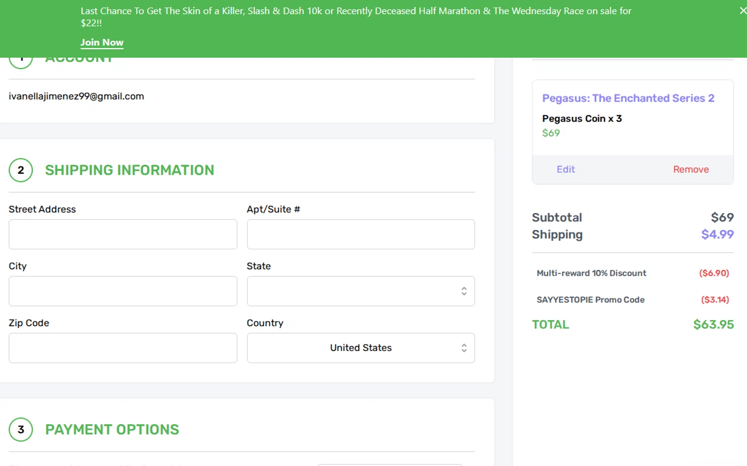 Yes.Fit promo code screenshot showing code SAYYESTOPIE applied at Yes.Fit checkout page. Uploaded by SimplyCodes community member Espaguetticonpollo on Oct 2, 2025