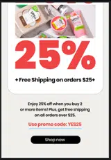 Yes To coupon verification screenshot