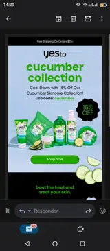 Yes To coupon verification screenshot