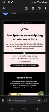 Yes To coupon verification screenshot