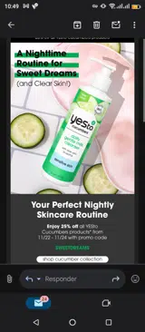 Yes To coupon verification screenshot