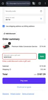 NEWYEAR coupon verification screenshot