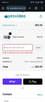 WELCOME50 coupon verification screenshot