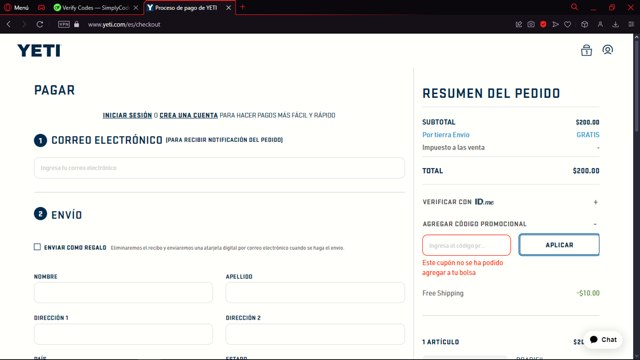YETI checkout page showing YETI promo code box | Screenshot taken by SimplyCodes community member on Dec 7, 2024