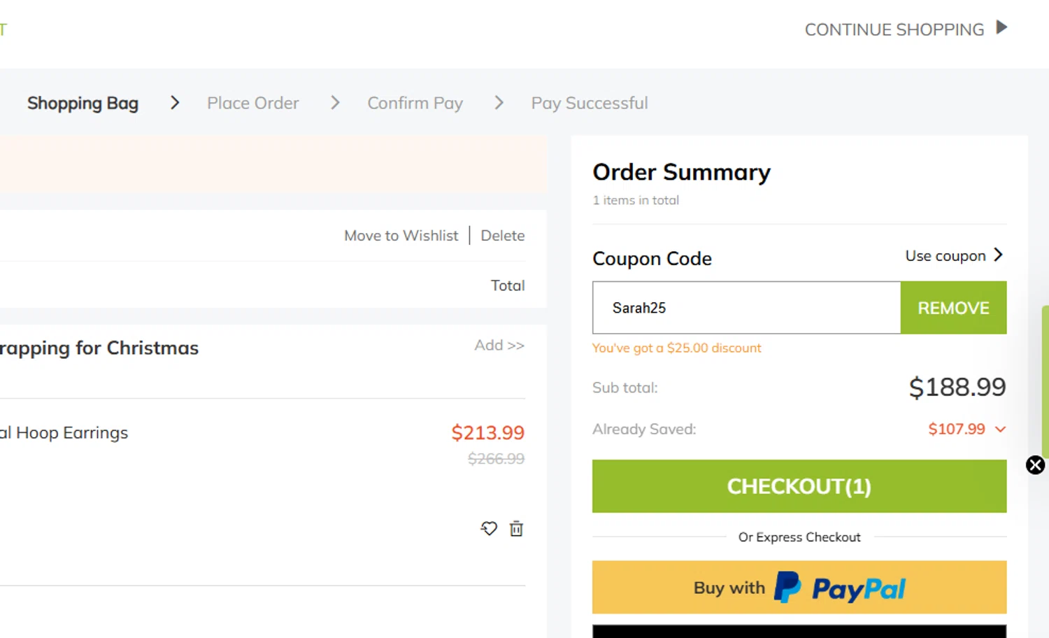 YFN promo code screenshot showing code SARAH25 applied at YFN checkout page. Uploaded by SimplyCodes community member yeresojperez on Dec 17, 2025