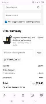 yhsmall34 coupon verification screenshot