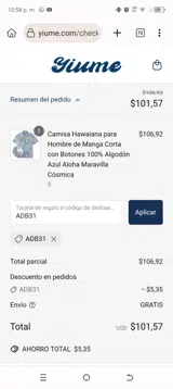 ADB31 coupon verification screenshot