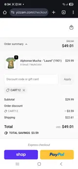 CART12 coupon verification screenshot