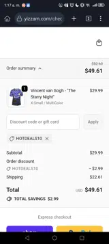 HOTDEALS10 coupon verification screenshot