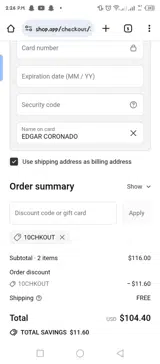10chkout coupon verification screenshot