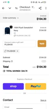 PLUSH30 coupon verification screenshot