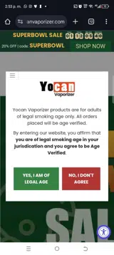 Yocan Vaporizers coupon verification screenshot