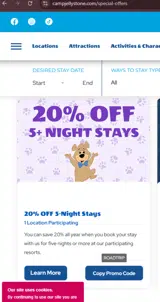 Yogi Bear's Jellystone Park Camp-Resorts coupon verification screenshot