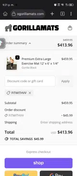 FITWITHVV coupon verification screenshot