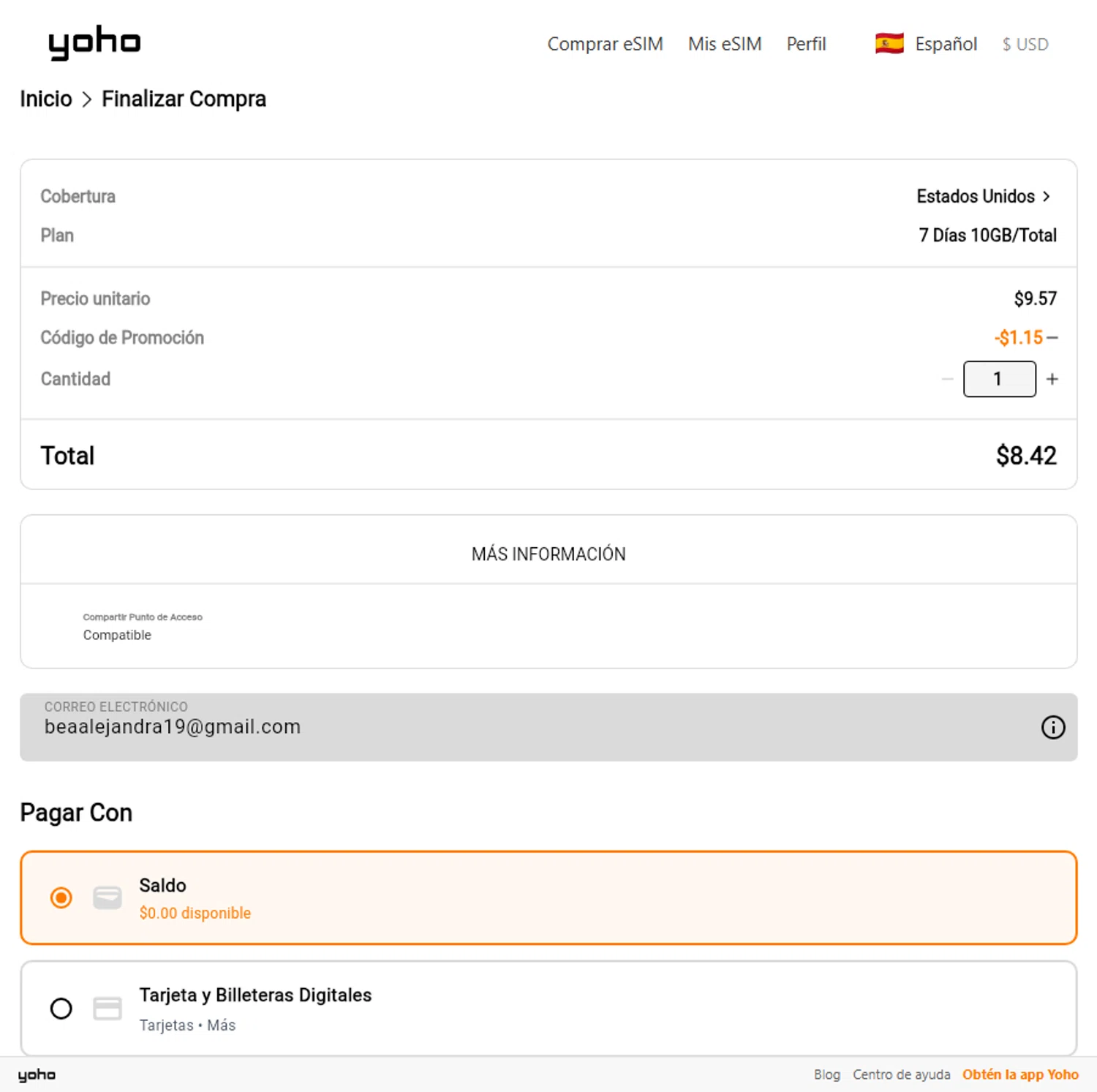 Yoho Mobile promo code screenshot showing code YOHO2025 applied at Yoho Mobile checkout page. Uploaded by SimplyCodes community member Sadalsuud on Oct 30, 2025