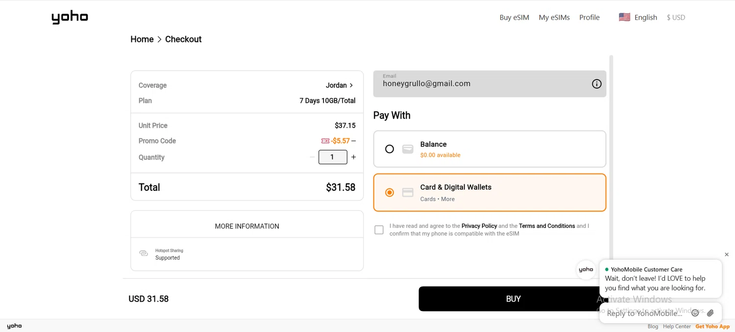 Yoho Mobile promo code screenshot showing code BFCM applied at Yoho Mobile checkout page. Uploaded by SimplyCodes community member HJGrullo on Dec 9, 2025