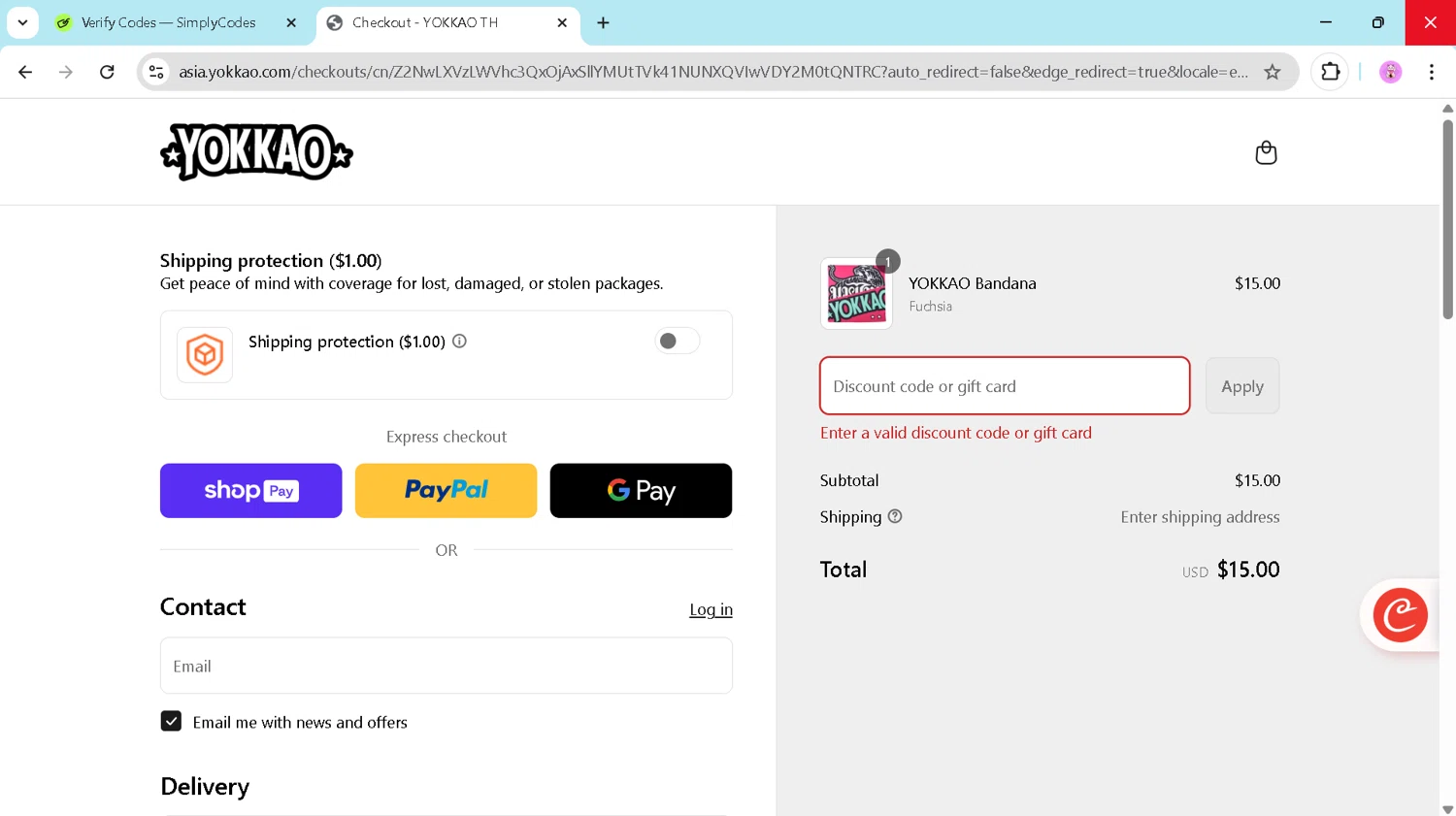 Yokkao Store promo code screenshot showing code RODVIVERO applied at Yokkao Store checkout page. Uploaded by SimplyCodes community member cristianojesus on Jun 29, 2025