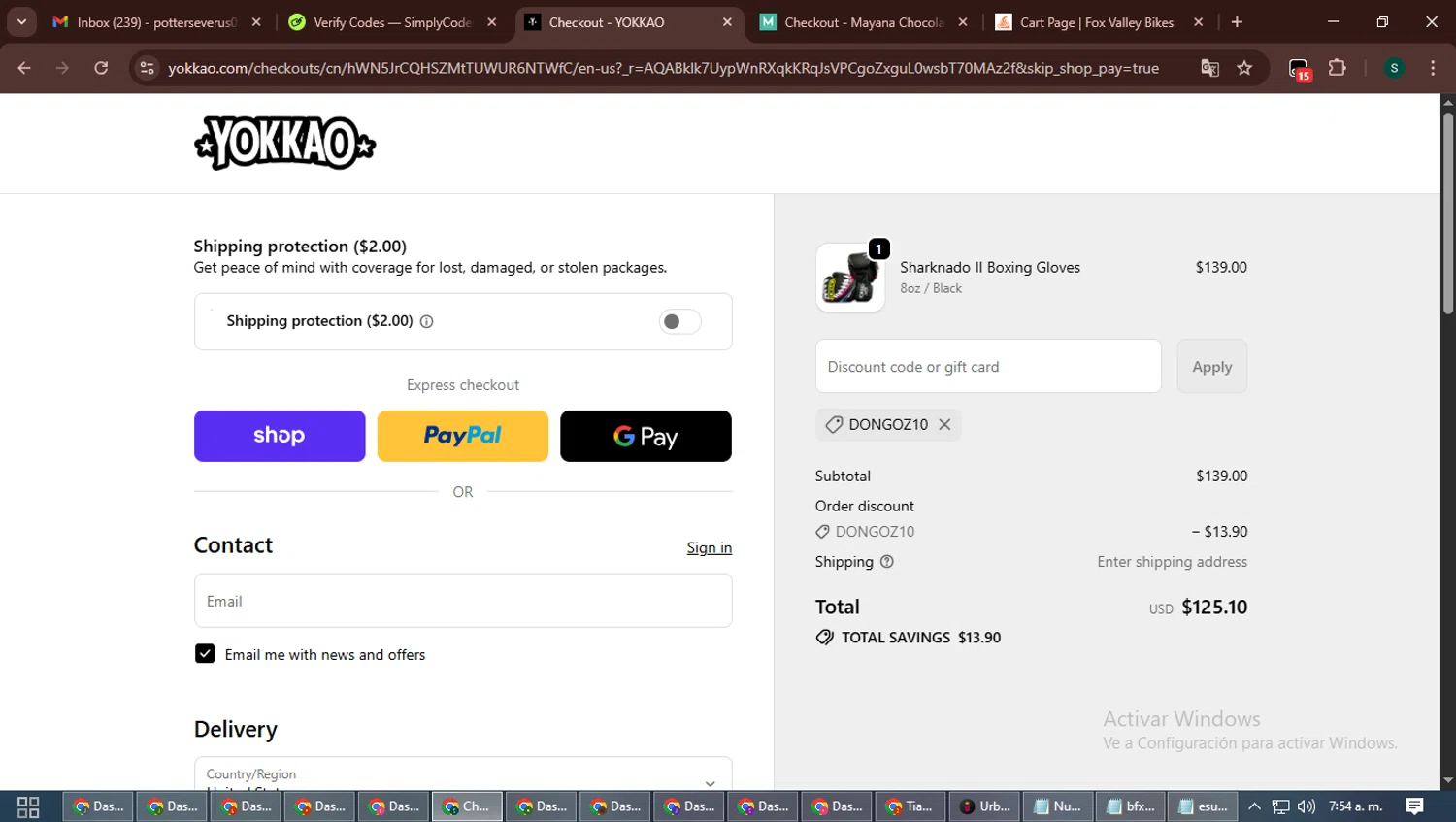 Yokkao Store checkout page showing Yokkao Store promo code box | Screenshot taken by SimplyCodes community member on Nov 15, 2025