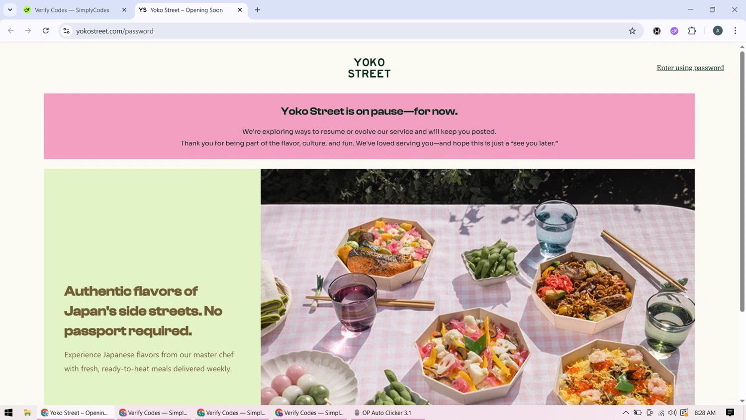 Yoko Street promo code screenshot showing code WELCOME20 applied at Yoko Street checkout page. Uploaded by SimplyCodes community member BonusMonarch7015 on Aug 16, 2025