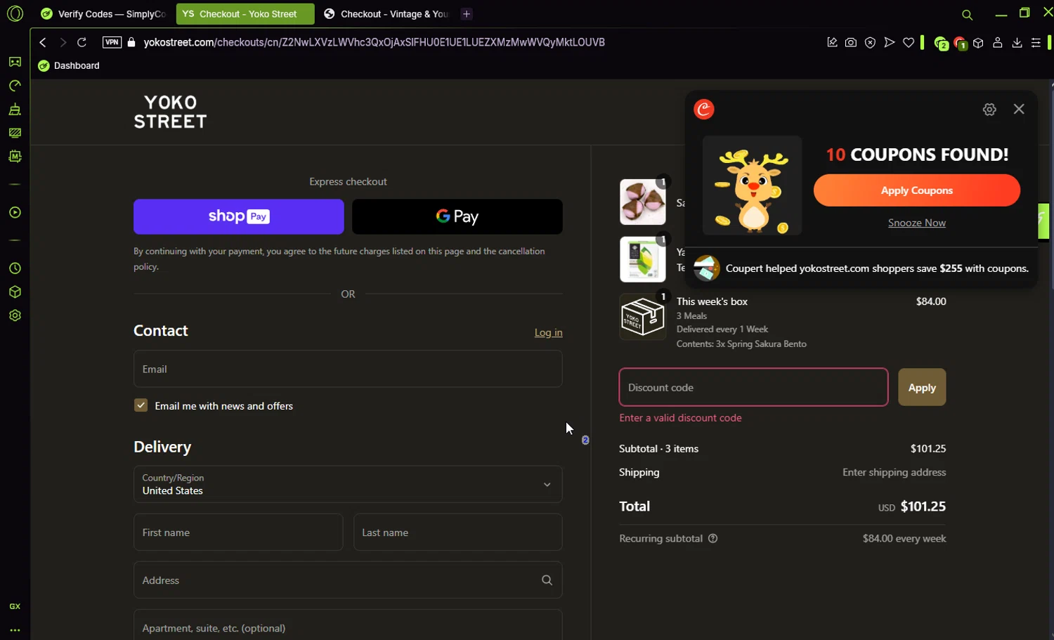 Yoko Street promo code screenshot showing code KRISTEN20 applied at Yoko Street checkout page. Uploaded by SimplyCodes community member Jisus007 on Mar 29, 2025