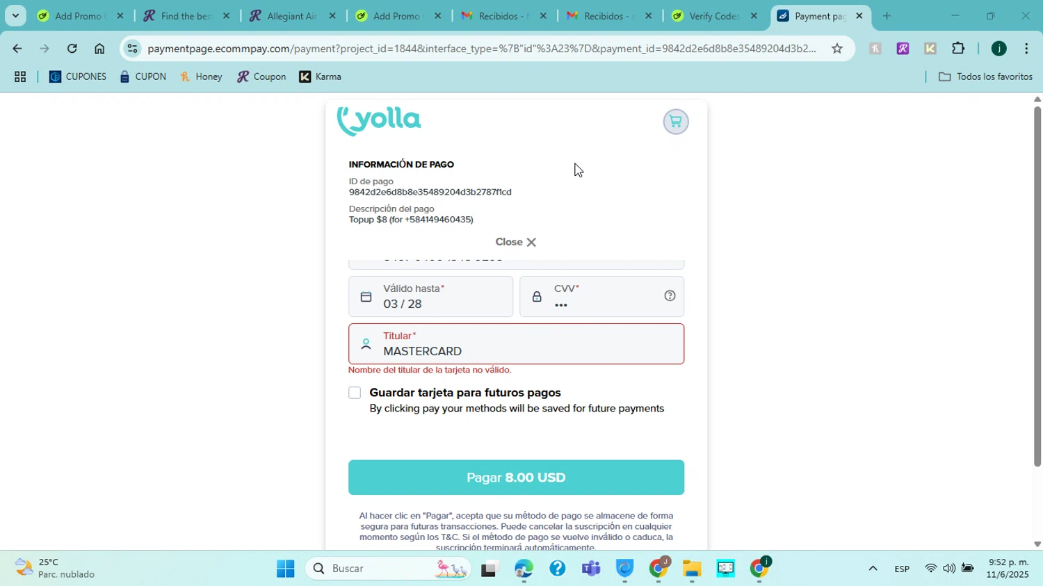Yolla promo code screenshot showing code OKDAD applied at Yolla checkout page. Uploaded by SimplyCodes community member jorgejavierherrera on Jun 12, 2025
