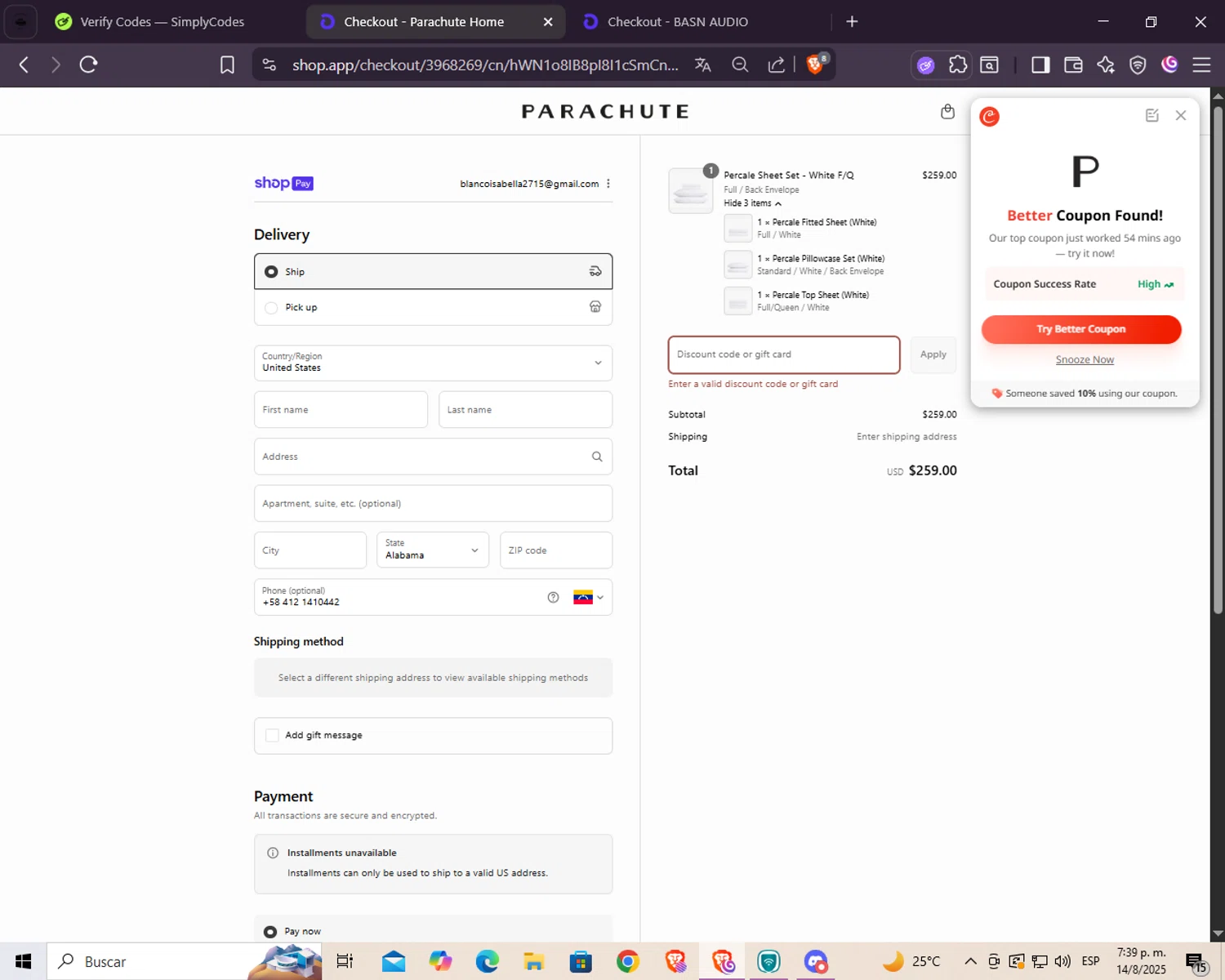 Yo Mama's Food promo code screenshot showing code BPOSHOW applied at Yo Mama's Food checkout page. Uploaded by SimplyCodes community member Juan2715 on Sep 11, 2025