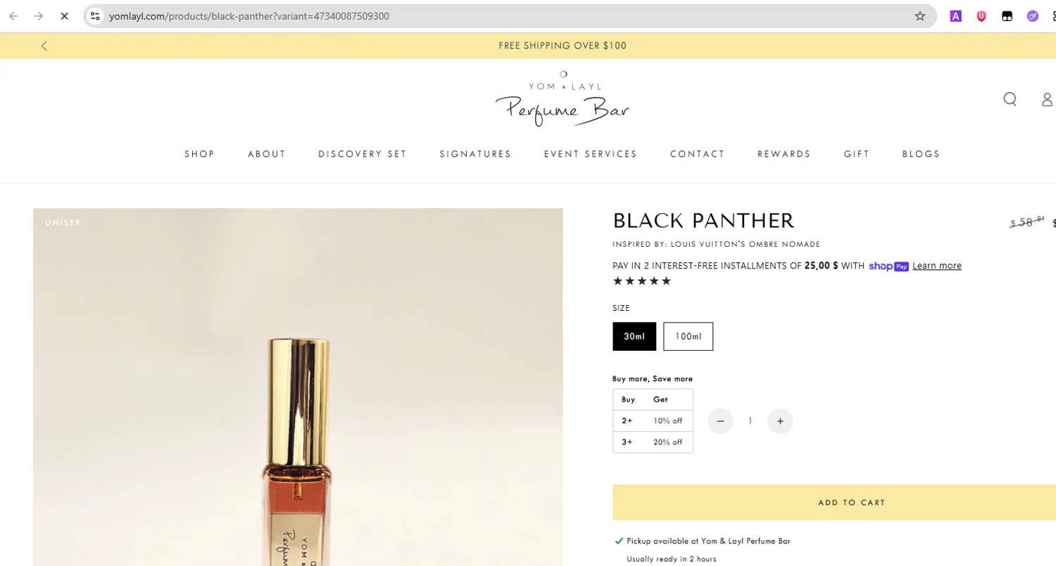 Yom Layl Perfume Bar promo code screenshot showing code DEDRICK10 applied at Yom Layl Perfume Bar checkout page. Uploaded by SimplyCodes community member YHLQMDLGN on Jun 8, 2025