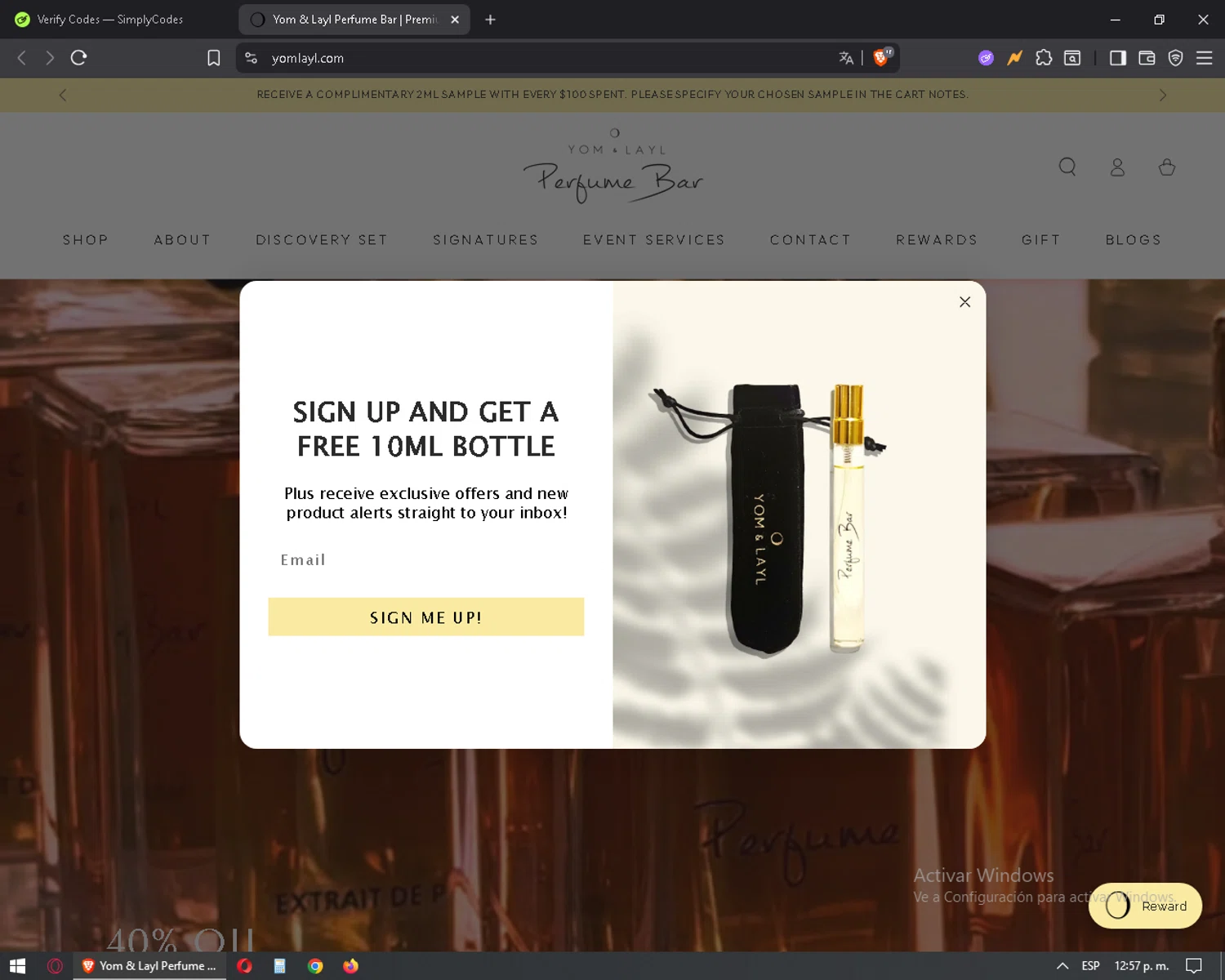 Yom Layl Perfume Bar promo code screenshot showing code FREESHIP applied at Yom Layl Perfume Bar checkout page. Uploaded by SimplyCodes community member mixelis on Oct 7, 2025