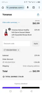 Holiday2024 coupon verification screenshot