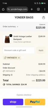 VINTAGE10 coupon verification screenshot