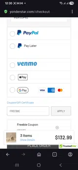FREEBIE coupon verification screenshot