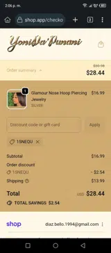 15NEQU coupon verification screenshot