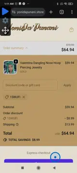 15WUFI coupon verification screenshot